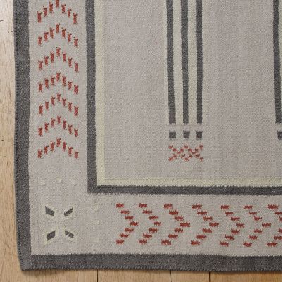 Gustavian Stripe - Kilim Hand-woven Wool Rug - Large