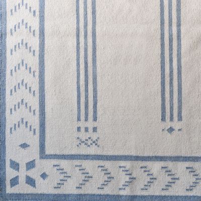 Gustavian Stripe Blue - Kilim Handwoven Wool Rug - Large