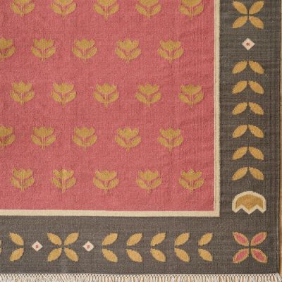 Hand-woven Wool Kilim - Red Gold Tulip - Large