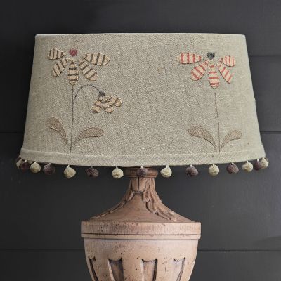 Embroidered Rustic Linen Echinacea 16" Lampshade