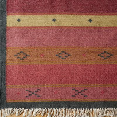 Hand-woven Wool Kilim - Damson Jaisalmer Stripe - Large