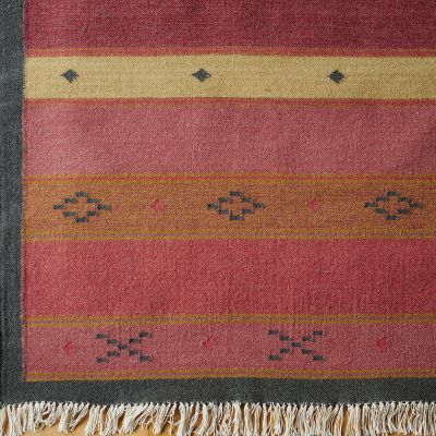 Hand-woven Wool Kilim - Damson Jaisalmer Stripe - Small