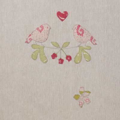 Linen Lovebirds Embroidered 3m Panel – 126