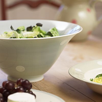 Blue White Spot Large Salad Bowl