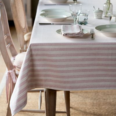Pale Rose Cambridge Stripe Tablecloth - Large