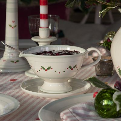 Christmas Holly Sauce Boat and Saucer