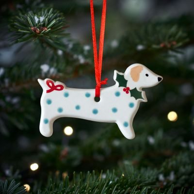 Blue Spotty Dog Christmas Decoration