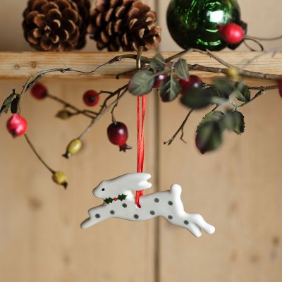 Charcoal Spot Hare Christmas Decoration