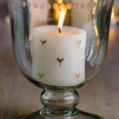 Gold Heart Hand-painted Scented Pillar Candle 3"
