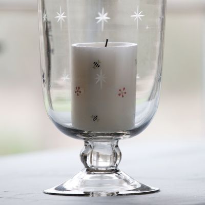 Bees & Flowers Hand-painted Scented Pillar Candle 4"