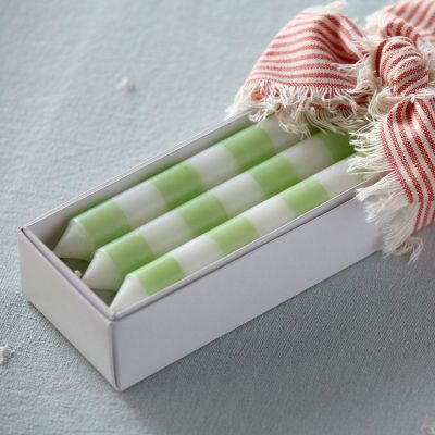 Summer Green Thick Stripe Hand-painted Candle