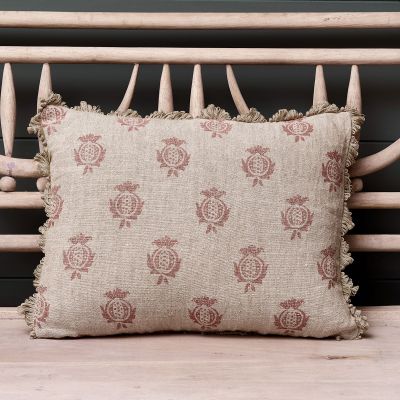 Red Pomegranate Rustic Linen Cushion