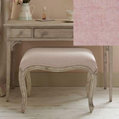 Ex-Display Small Cabriole Stool - Pale Rose Wool