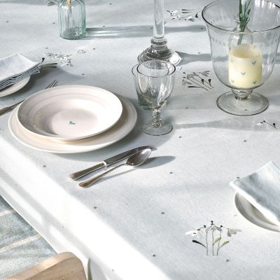 Duck Egg Snowdrop Cotton Tablecloth - Large
