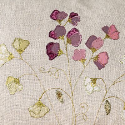 Embroidered Sweetpeas Linen 3m Panel - 150