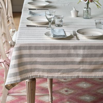Slate Wide Stripe Tablecloth - Small