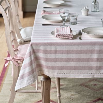 Pale Rose Wide Stripe Tablecloth - Medium
