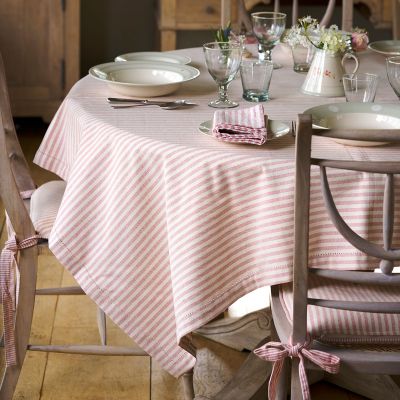 Rose Ivory Stripe Tablecloth - Square