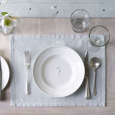 Duck Egg - White stripe Heart Placemats (set of 2)