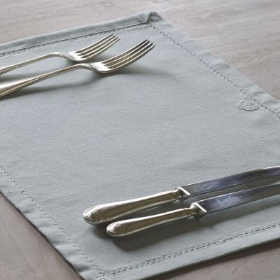 Duck Egg - White stripe Heart Placemats (set of 2)