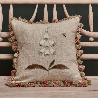 White Foxglove on Rustic Linen with Tassels