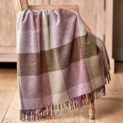 checked wool throw in delicate shades of olive green and dusky violet. 