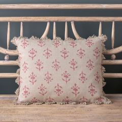 Indian Red Moonflower Linen Cushion