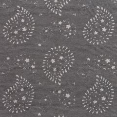 charcoal cotton fabric with a white paisley inspired design