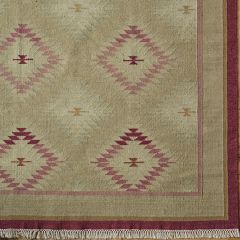 Hand-woven Wool Kilim - Olive Rose Shimla - Large