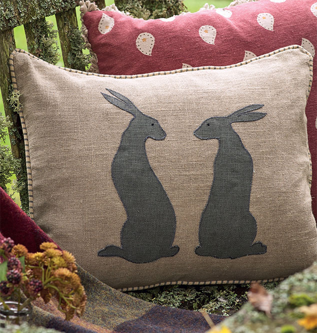 Charcoal Hare Cushion