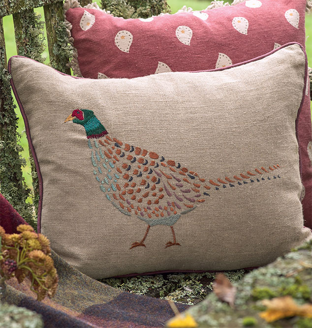 Saffron Pheasant cushion